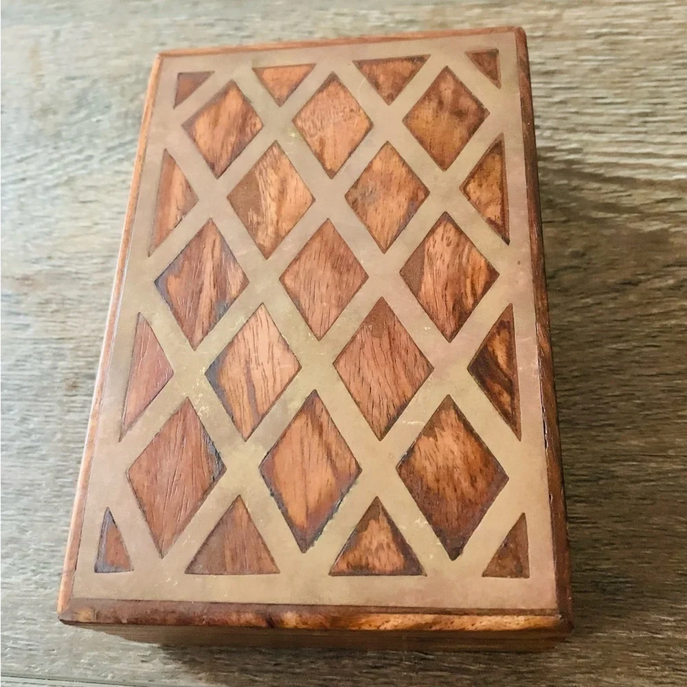 vintage wooden box with metal file